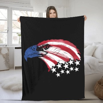 Discover Bald Eagle Us Flag Colors Fleece Blankets