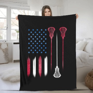 Discover Us Flag Colors Lax Usa Lacrosse Fleece Blankets