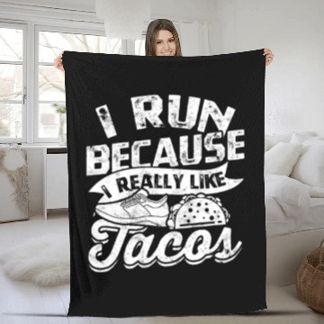 Discover I run because I really like tacos - Jogging Fleece Blankets