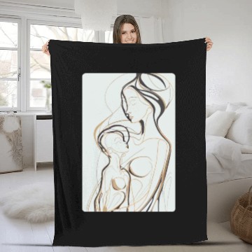 Discover Black, Gold & White Abstract Mother & Daughter Fleece Blankets