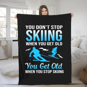 Discover Funny Skiing Ski Lover Skier Ski Instructor Fleece Blankets