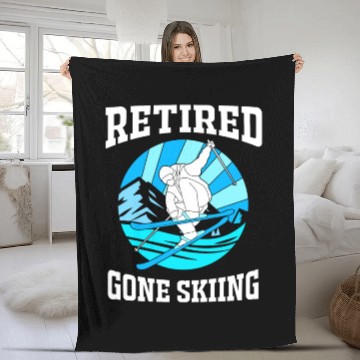 Discover Retirement Humor Funny Retired Gone Skiing Skier Fleece Blankets