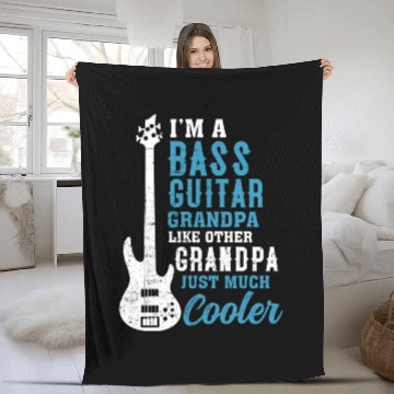 Discover Cool Fathers Day Design Bass Guitar Grandpa Fleece Blankets