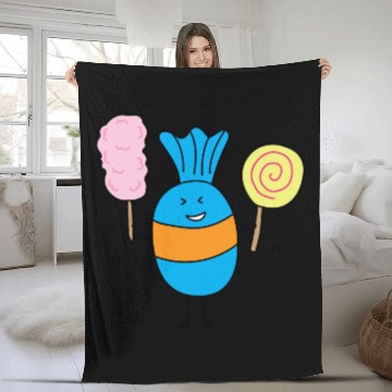 Discover Cute Candy Holding Lollipop And Cutton Candy Fleece Blankets