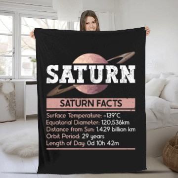 Discover Saturn Planet Facts Space Lover Solar System Fleece Blankets