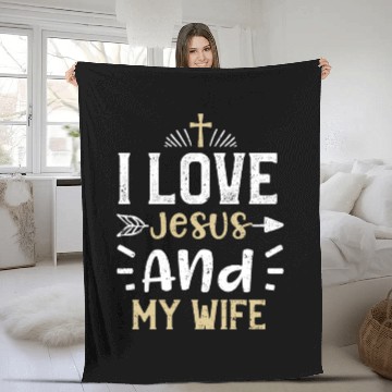Discover I Love Jesus And My Wife - Jesus Fleece Blankets
