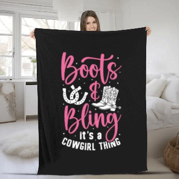 Discover Boots And Bling It's A Cowgirl Thing Fleece Blankets