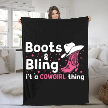 Discover Boots And Bling It's A Cowgirl Thing Fleece Blankets