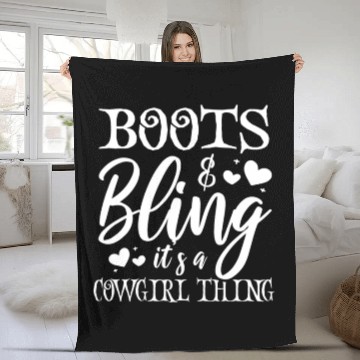 Discover Boots And Bling It's A Cowgirl Thing Fleece Blankets