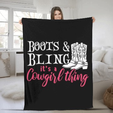 Discover Boots And Bling It's A Cowgirl Thing Fleece Blankets