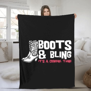 Discover Boots And Bling It's A Cowgirl Thing Fleece Blankets