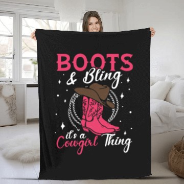 Discover Boots And Bling It's A Cowgirl Thing Fleece Blankets
