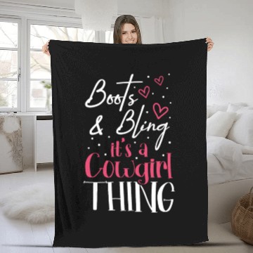 Discover Boots And Bling It's A Cowgirl Thing Fleece Blankets