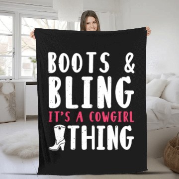 Discover Boots And Bling It's A Cowgirl Thing Fleece Blankets