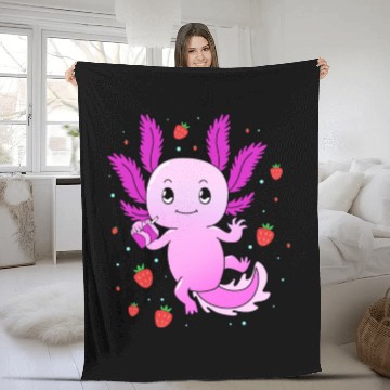 Discover Pastel Gothic Aesthetic Axolotl Strawberry Milk Fleece Blankets