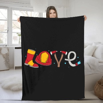 Discover I Love Firefighters Fireman Fleece Blankets
