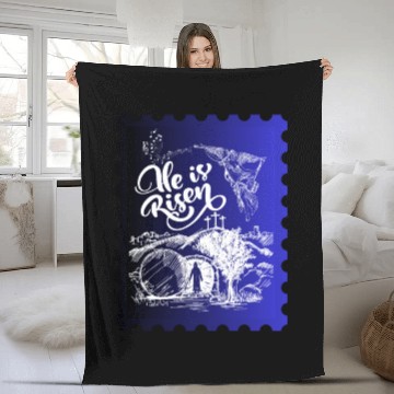 Discover He Is Risen. Angel and singing; Classic drawing Fleece Blankets