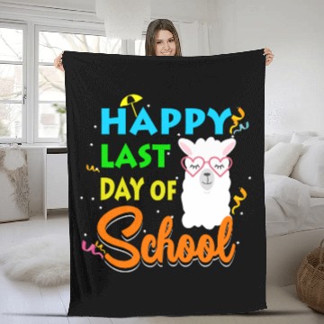 Discover Last Day Of School Alpaca Llama With Sunglasses Fleece Blankets