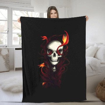 Discover Ensnared Horror Skull Entwined in Red Plants Fleece Blankets