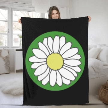 Discover Cute flower in green circle Fleece Blankets