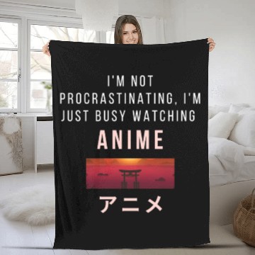 Discover Aesthetic Japanese watching anime Fleece Blankets
