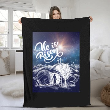 Discover He Is Risen!Jesus,Easter, Bright & Morning Star Fleece Blankets