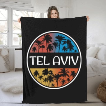 Discover Tel Aviv Israel Stylish Vacation Souvenir Palm Fleece Blankets