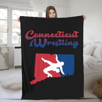 Discover Connecticut Wrestling Fleece Blankets