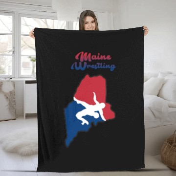 Discover Maine Wrestling Fleece Blankets