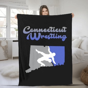 Discover Connecticut Wrestling Fleece Blankets
