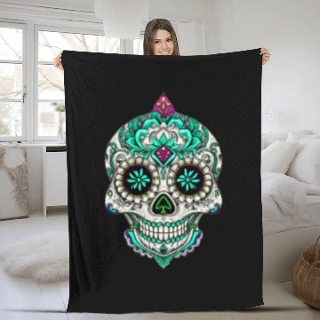 Discover Royal Sugar Skull Fleece Blankets