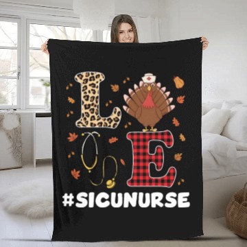 Discover Funny SICU Nurse Thanksgiving Costume Fleece Blankets
