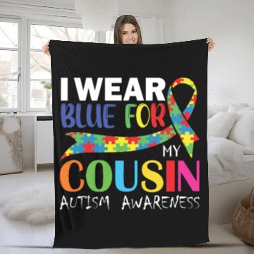 Discover I wear Blue For My Cousin Autism Awareness Fleece Blankets