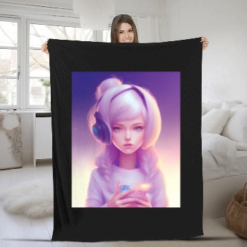 Discover 1# young girl gamer. Fleece Blankets
