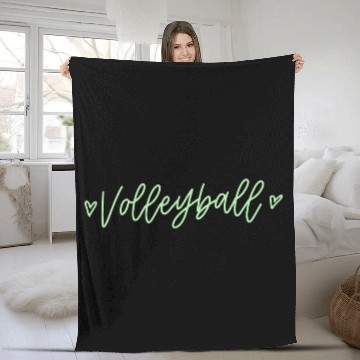 Discover Green Calligraphy Volleyball Fleece Blankets