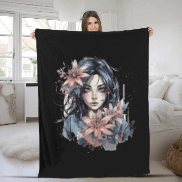 Discover Japanese Spider Lily Soft Anime Aesthetic Flower Fleece Blankets