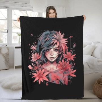 Discover Japanese Spider Lily Soft Anime Aesthetic Flower Fleece Blankets