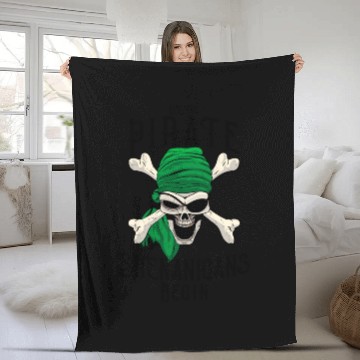 Discover Let The Pirate Shenanigans Begin - Pirate Skull Fleece Blankets