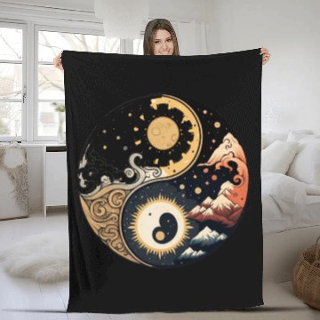 Discover Sun and moon yin yang Fleece Blankets