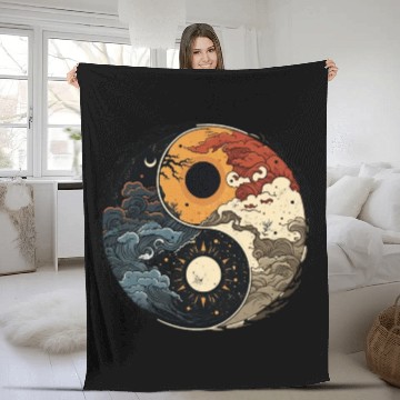 Discover Sun and moon yin yang Fleece Blankets