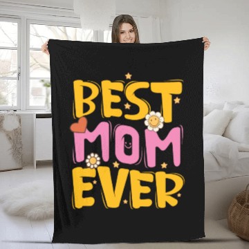 Discover Cute Best Mom Ever with Love and Flower Fleece Blankets