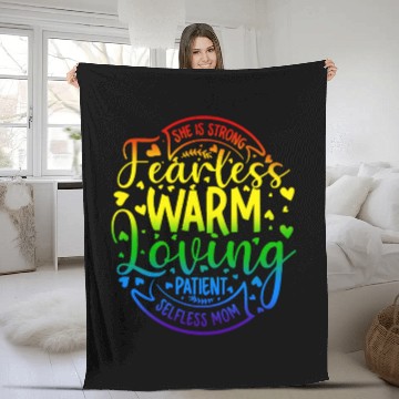 Discover She Is Mom Strong Fearless Warm Loving Patient Fleece Blankets
