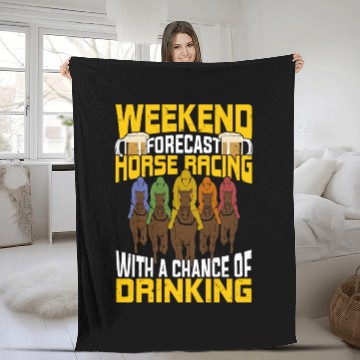 Discover Weekend Forecast Horse Racing Fleece Blankets