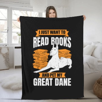 Discover Great Dane German Mastiff Dog Reading Lover Fleece Blankets