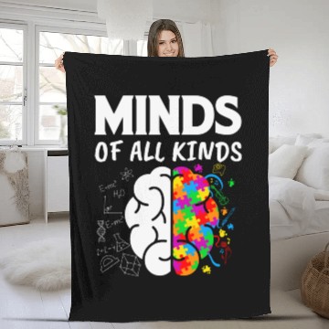 Discover Minds of all Kind Neurodiversity Brain Fleece Blankets