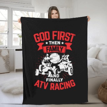 Discover Atv Racing Quad Bike Rider Gift Fleece Blankets