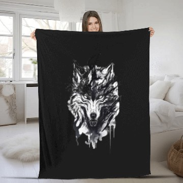 Discover Night wolf. Fleece Blankets