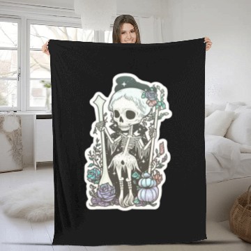 Discover cute Tarot Card Skeleton Nu Goth Fleece Blankets