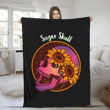 Discover Sugar Skull Fleece Blankets