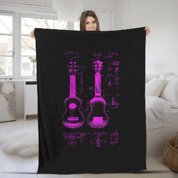 Discover Ukulele Leonardo Da Vinci Sketch Blueprint Fleece Blankets